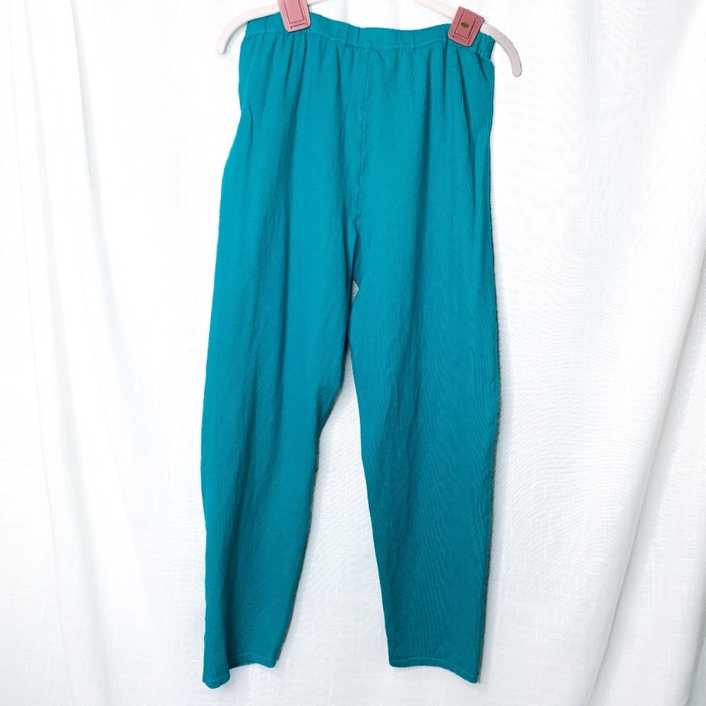 Vintage Carol Pattergan KnitsTeal Linen and cotton blend stretch pants